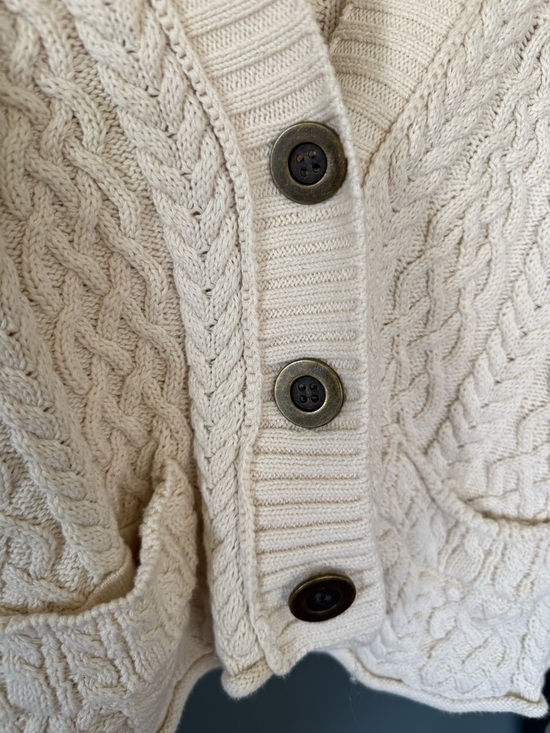 Free People Washed Ashore Cardi Large Knit Tea Beige Cream Oatmeal sz xs - Picture 7 of 10
